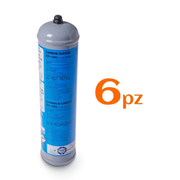 6pz - Bombola Co2 da 600gr Monouso per Purificatore d'acqua